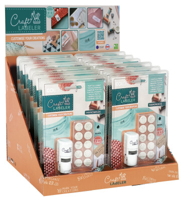 CRAFT LABELER Textil Stempel Handmade Display (12 Stück)