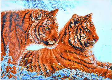 DIAMOND DOTZ Tigers in the snow 72x52 cm