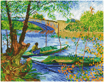 DIAMOND DOTZ Fishing in Spring (Van Gogh) 50x40 cm