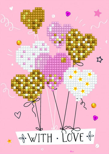 DIAMOND DOTZ Grußkarten Love Balloons 12,6x17,7 cm  (3 St)