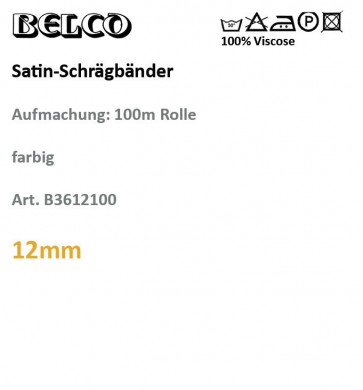 Schrägband Satin, Viscose-Großaufmachung 12gg ws. s.