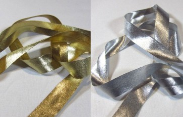 Schrägband Lurex  silber, gold, 20mm