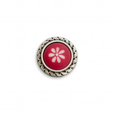 15mm Trachtenknopf m.Einlg.asi, Bauernblume,m.Öse