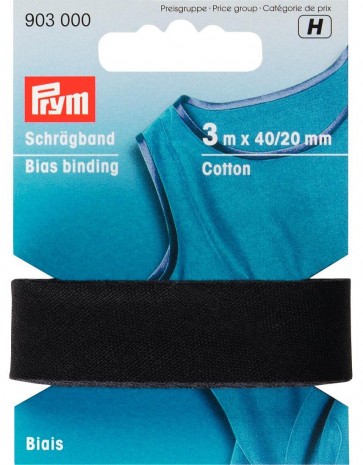 Prym Schrägband Baumwolle 40/20 mm schwarz