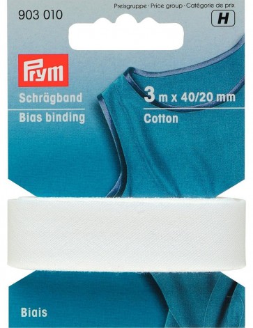 Prym Schrägband Baumwolle 40/20 mm weiß