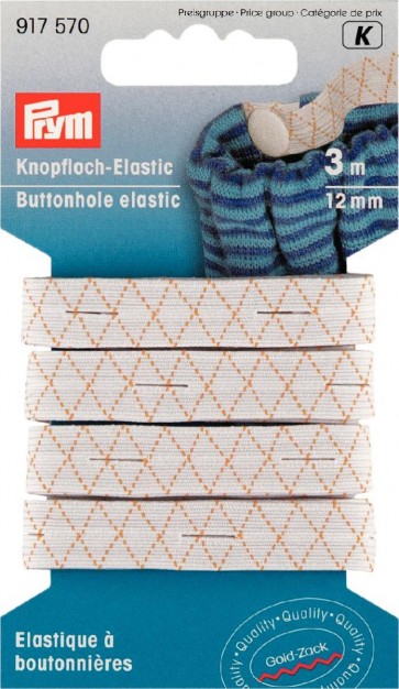 Prym Knopfloch-Elastic 12 mm weiß