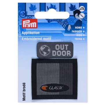 Prym Appl. Outdoor aufb.grau/schwarz 2ST
