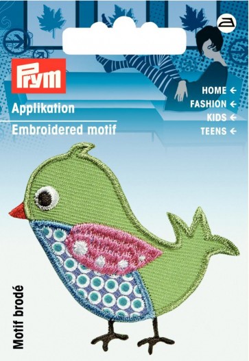 Prym Applikation Exklusiv Vogel grün/rosa