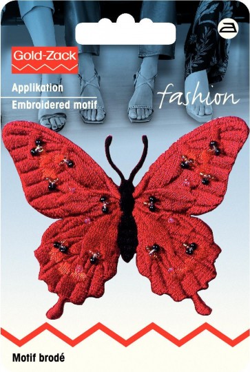 Prym Applikation Schmetterling exklusiv rot mit Perlen