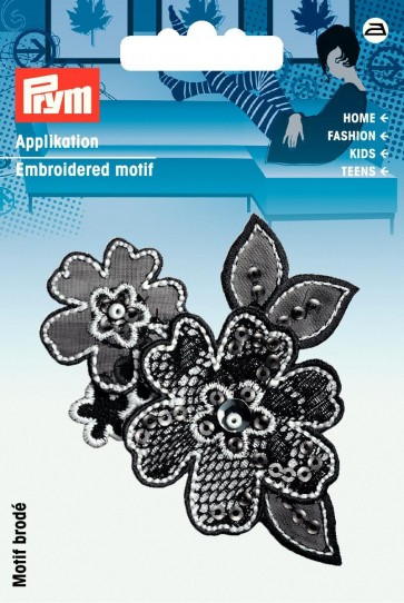 Prym Applikation Blumenranke schwarz