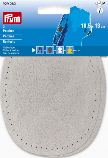 Prym Patches Nubukleder zum Annähen 10,5 x 13 cm hellgrau