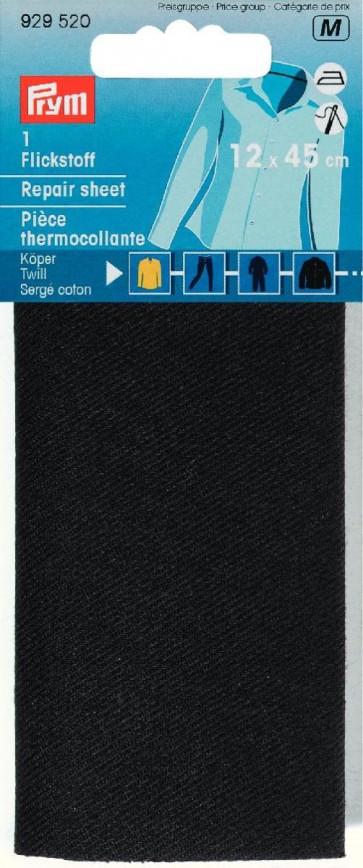 Prym Flickstoff Köper (bügeln) 12 x 45 cm schwarz