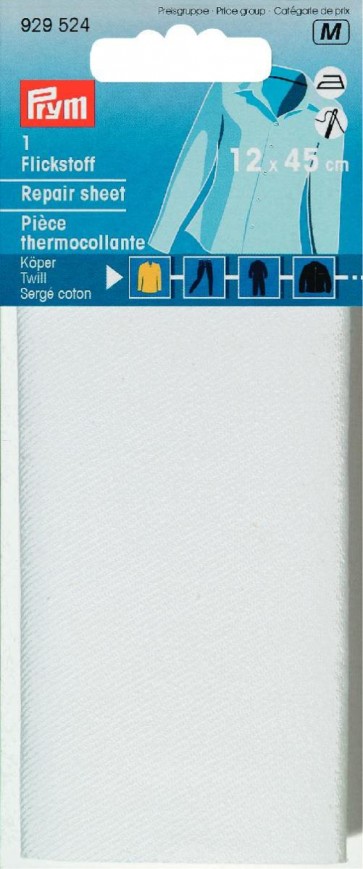Prym Flickstoff Köper (bügeln) 12 x 45 cm weiß