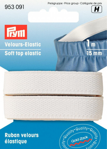 Prym Velour-Elastic 15 mm weiß