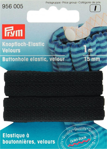Prym Knopfloch-Elastic Veloursband 15 mm schwarz