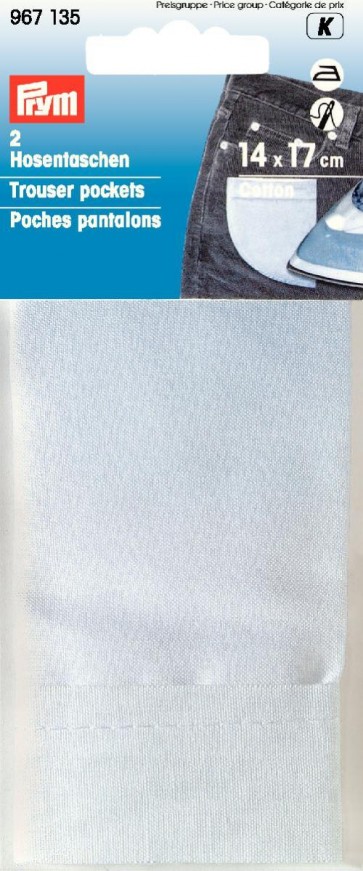 Prym Hosentaschen halb CO (bügeln) 14 x 17 cm weiß