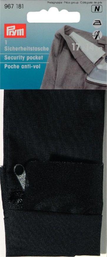 Prym Sicherheitstasche mit Reißverschluß 14 x 20 cm schwarz