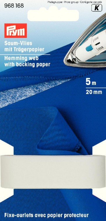 Prym Saumvlies mit Trägerpapier zum Einbügeln 20 mm weiß