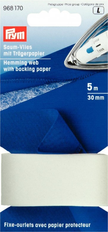 Prym Saumvlies mit Trägerpapier zum Einbügeln 30 mm weiß