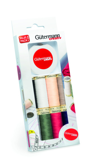 GÜTERMANN Nähfaden-Set 100 m/8- Rollmaßband