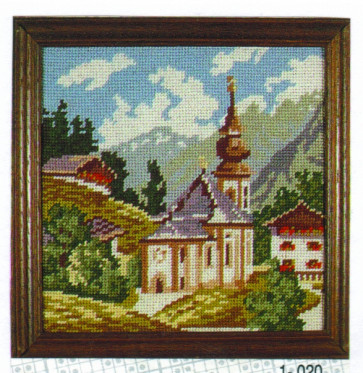 MILLER Gobelin "Kirche im Dorf"  ca.24x24