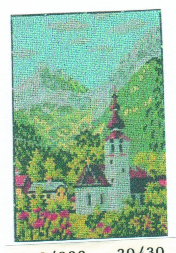 MILLER Gobelin  "Kirche im Dorf"  ca.20x30