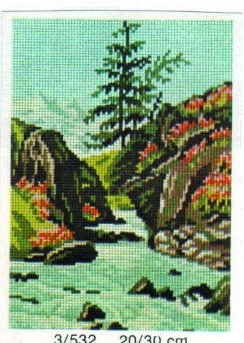MILLER Gobelin "Landschaft Fluß" ca.20x30