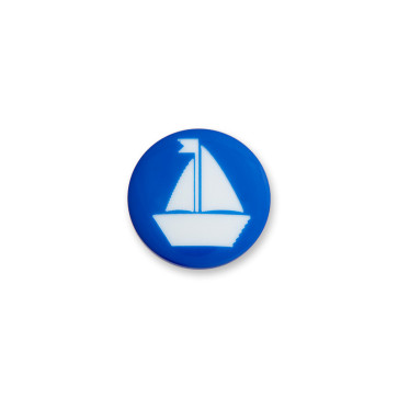 15mm Kinderknopf Polyest. "Segelboot", Laser, gef.