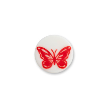 15mm Kinderknopf Polyest. "Schmetterling", bedruckt.