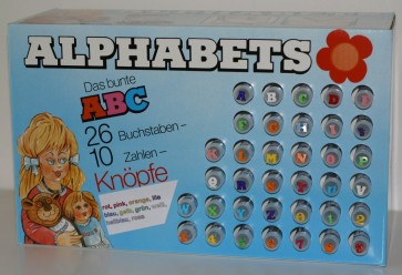 Alphabet/Zahlen-Knöpfe Display 36x30Stk.