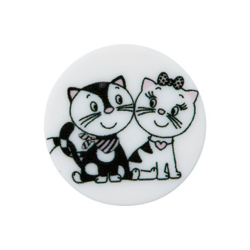 Union Knopf Poly.-Kn. Öse Katze Miau 20mm 15St