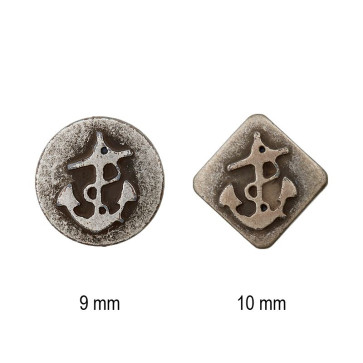 Union Knopf Pol.-Kn. Öse metallis.Anker 9mm 20St