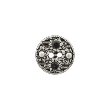 Union Knopf PL/Strass Kn 2L metallis.18mm - 30St