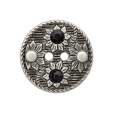 Union Knopf PL/Strass Kn 2L metallis.23mm - 25St
