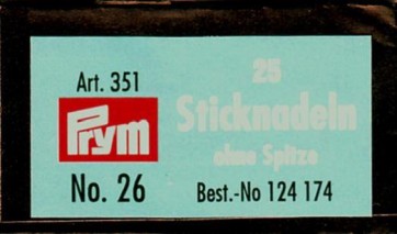 Prym Sticknadeln ohne Sp. ST 26 0,60 x 34 mm silberfarbig