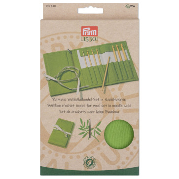 Prym Woll-Häkelnadel BAMBUS Set grün 3,5 - 8 mm #