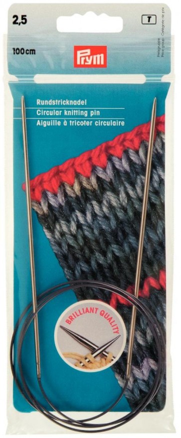 Prym Rundstricknadeln MS 100 cm 2,50 mm silberfarbig