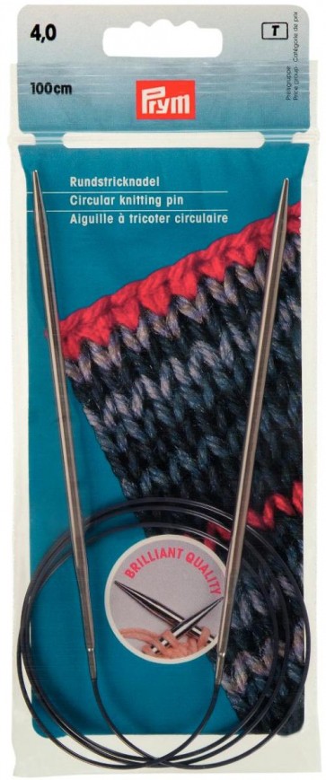 Prym Rundstricknadeln MS 100 cm 4,00 mm silberfarbig