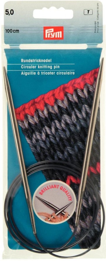 Prym Rundstricknadeln MS 100 cm 5,00 mm silberfarbig