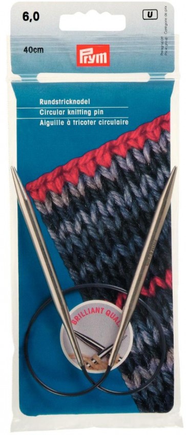 Prym Rundstricknadeln MS 40 cm 6,00 mm silberfarbig