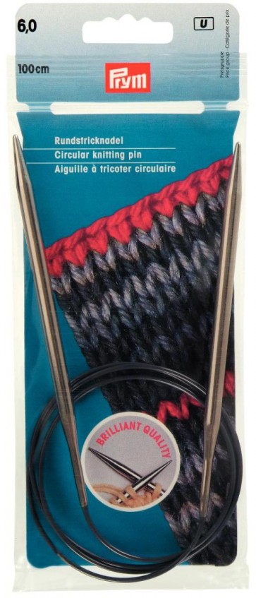 Prym Rundstricknadeln MS 100 cm 6,00 mm silberfarbig