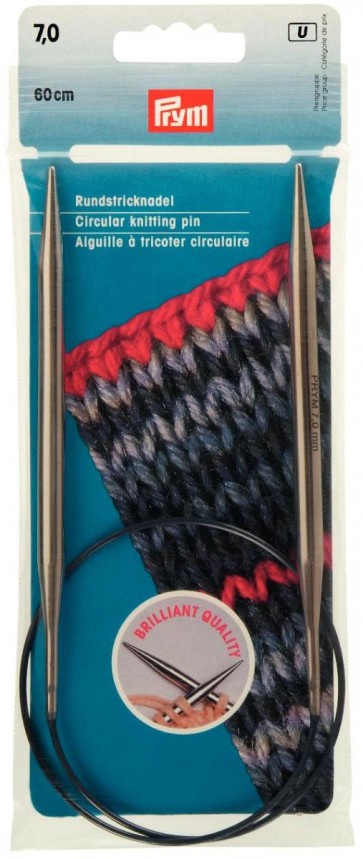 Prym Rundstricknadeln MS 60 cm 7,00 mm silberfarbig