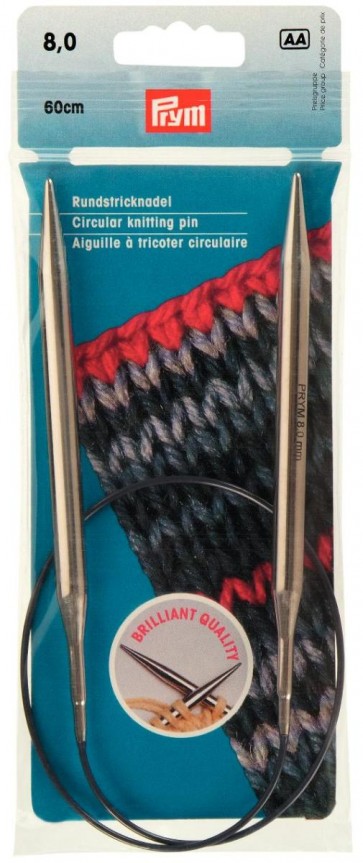 Prym Rundstricknadeln MS 60 cm 8,00 mm silberfarbig