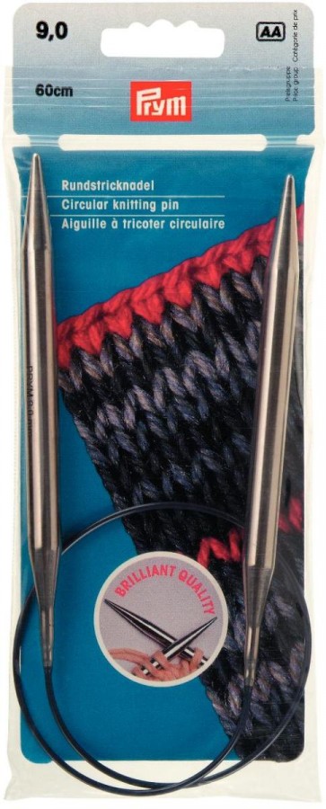 Prym Rundstricknadeln MS 60 cm 9,00 mm silberfarbig