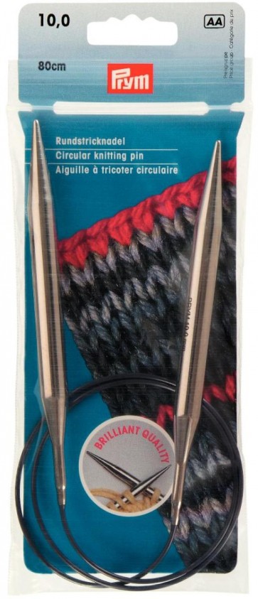 Prym Rundstricknadeln MS 80 cm 10,00 mm silberfarbig