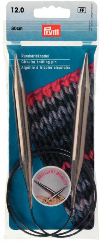 Prym Rundstricknadeln MS 80 cm 12,00 mm silberfarbig