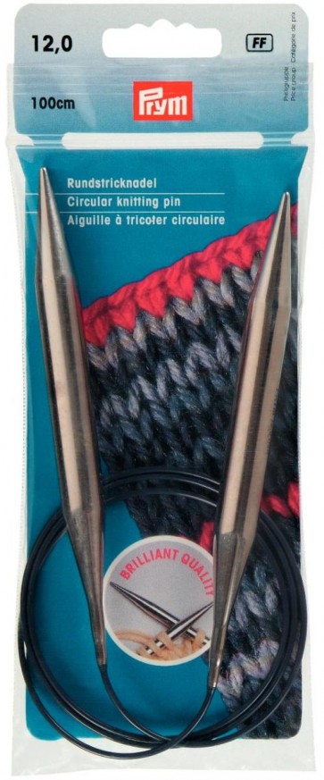 Prym Rundstricknadeln MS 100 cm 12,00 mm silberfarbig