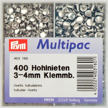 Prym Hohlnieten Klemmber. 3-4 mm MS silberfarbig