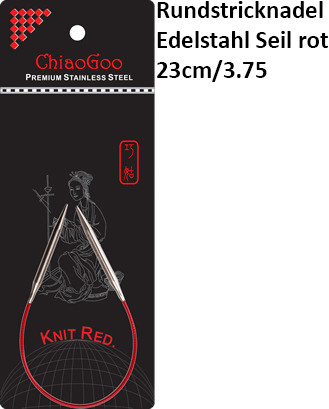 ChiaoGoo Rundstrickndl. Edelstahl Seil rot 23cm/3.75