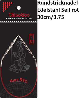 ChiaoGoo Rundstrickndl. Edelstahl Seil rot 30cm/3.75